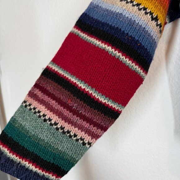 Vintage Casual Corner Shetland Wool Southwestern Striped Cardigan Sweater Small - Picture 6 of 10